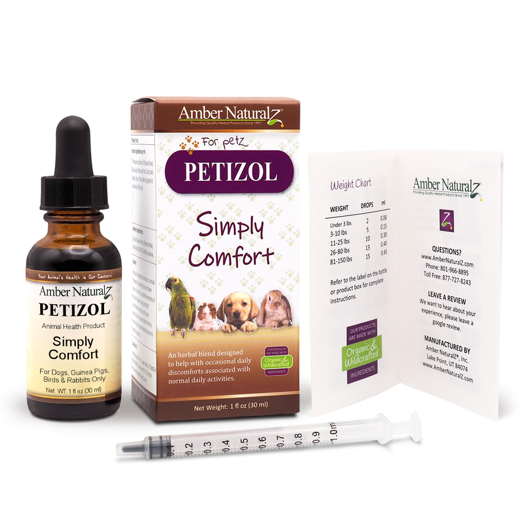 Amber Naturalz PETIZOL: Simply Comforts - for Dogs, Bird, Guinea Pig 1 Ounce